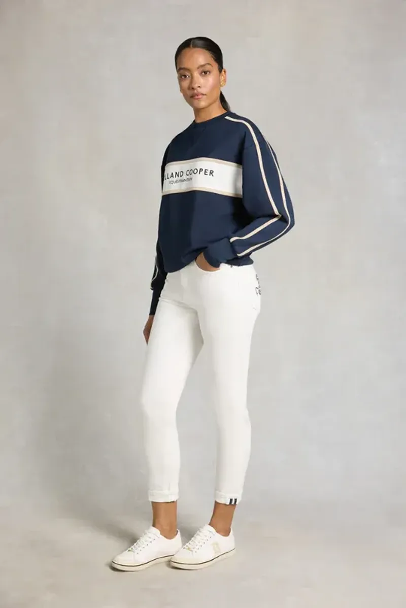 Holland Cooper Equestrian Crew Neck Sweat Ladies in Ink Navy-3