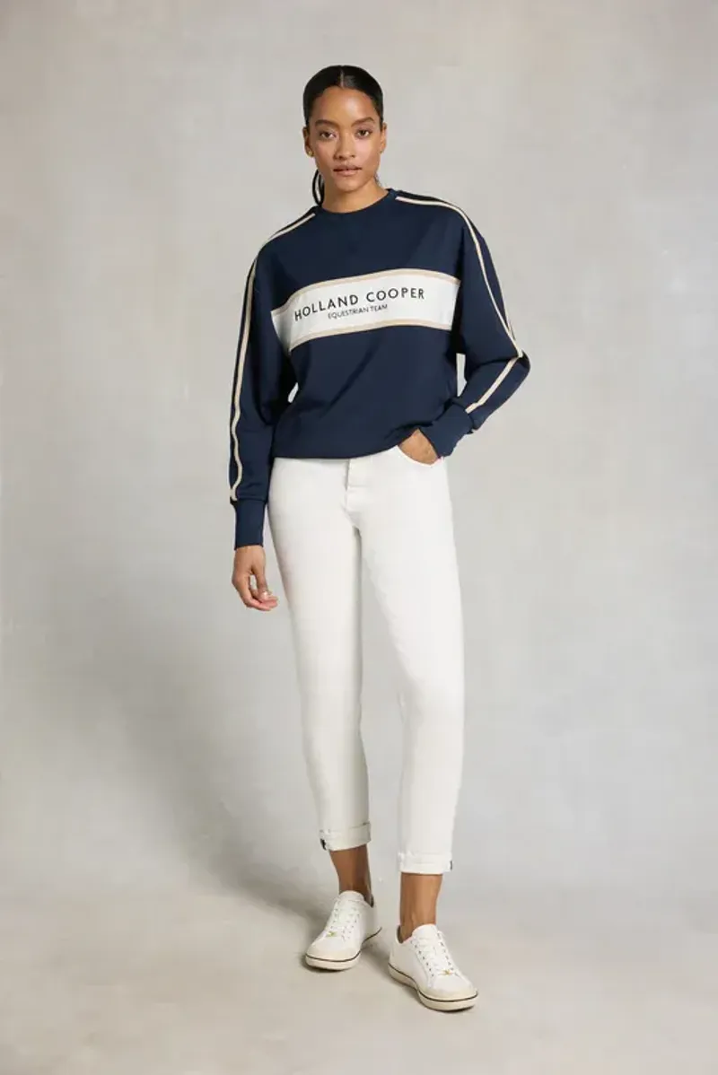 Holland Cooper Equestrian Crew Neck Sweat Ladies in Ink Navy-4