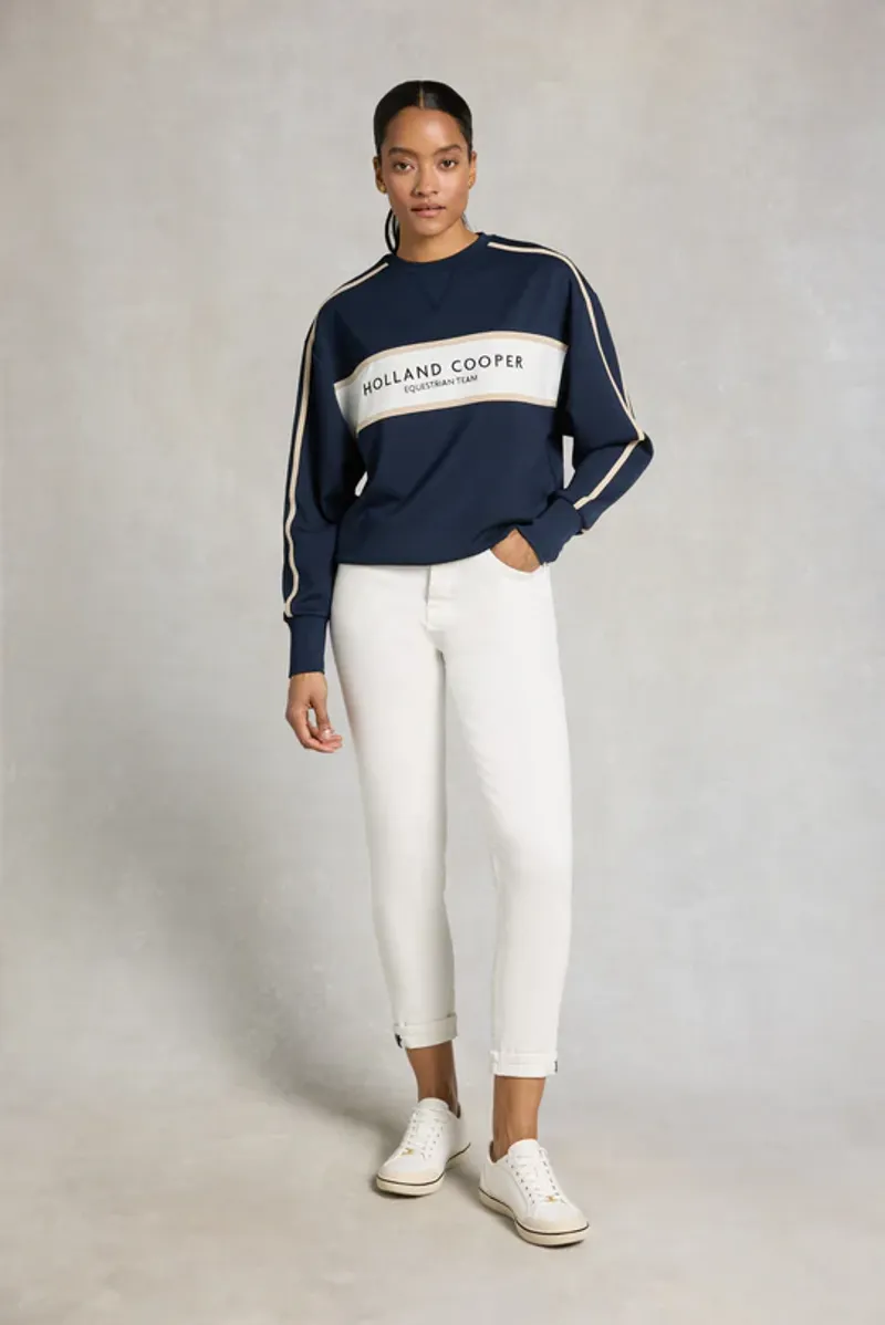 Holland Cooper Equestrian Crew Neck Sweat Ladies in Ink Navy-3