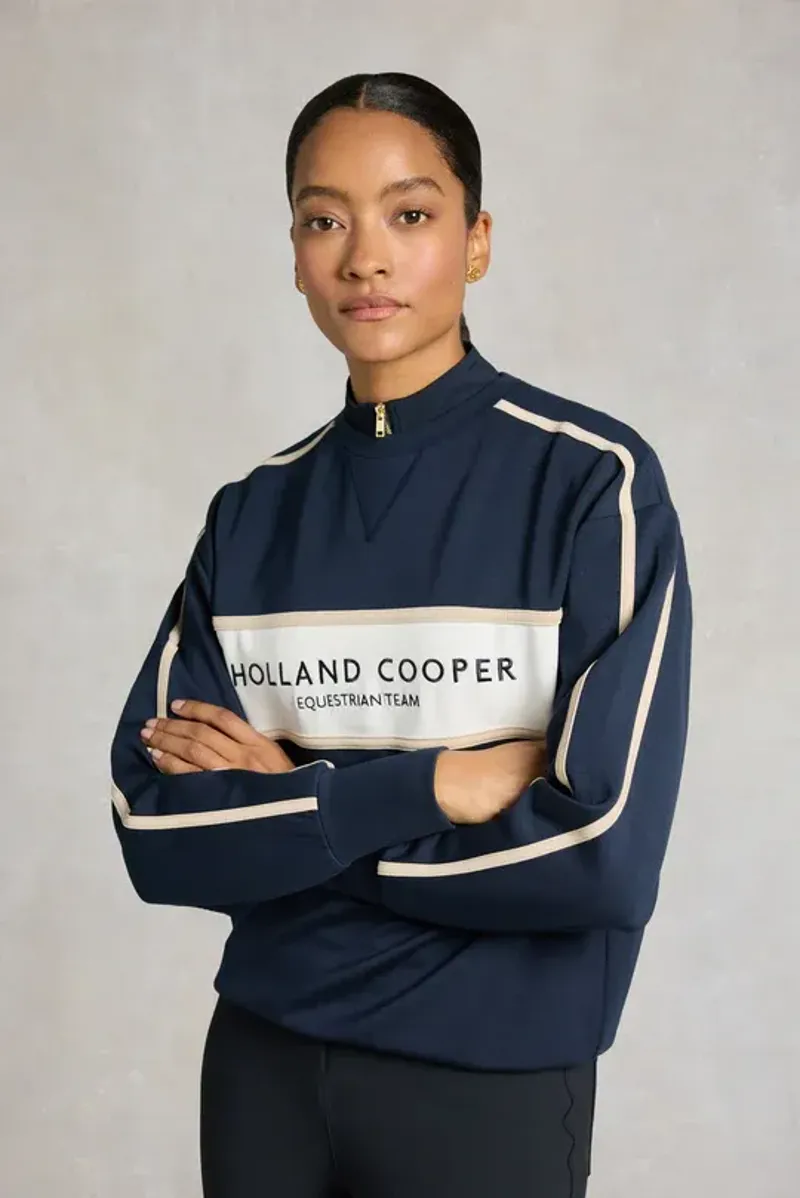 Holland Cooper Equestrian Crew Neck Sweat Ladies in Ink Navy-5