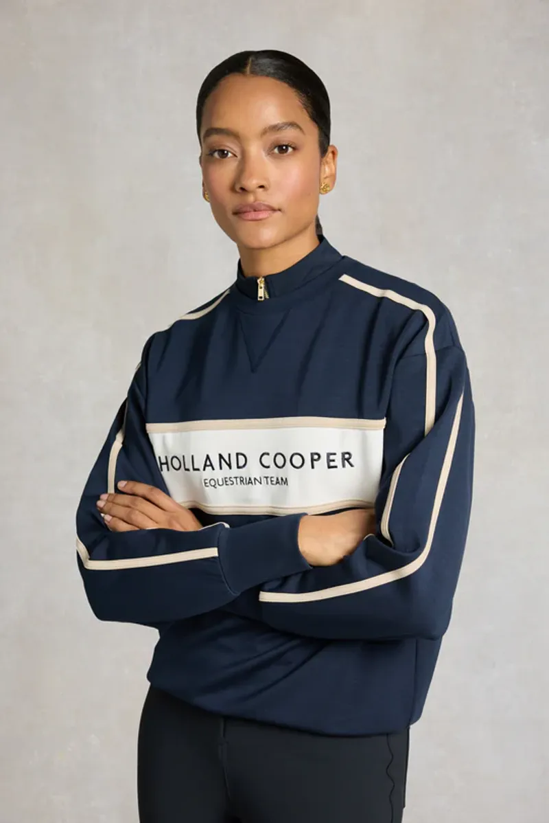 Holland Cooper Equestrian Crew Neck Sweat Ladies in Ink Navy-4