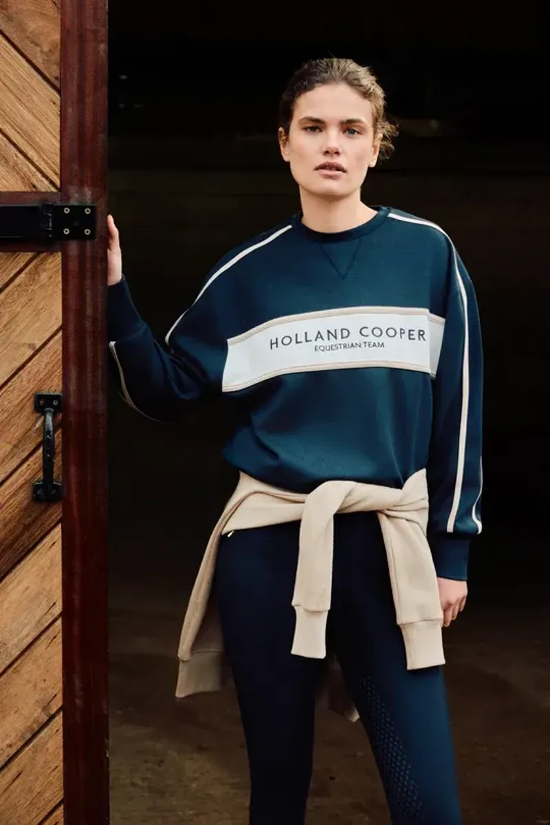 Holland Cooper Equestrian Crew Neck Sweat Ladies in Ink Navy-6