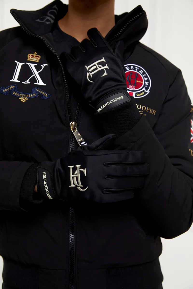 Holland Cooper Fleece Riding Gloves in Black-1