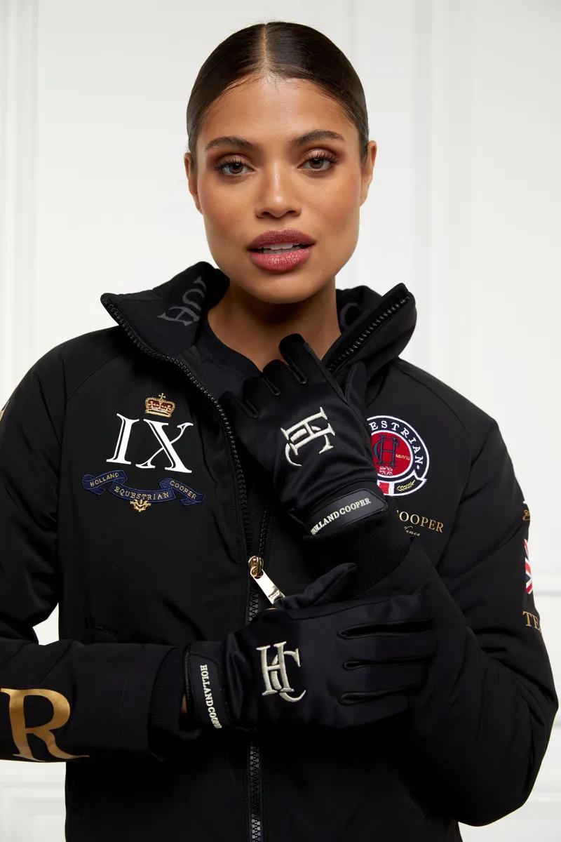 Holland Cooper Fleece Riding Gloves in Black