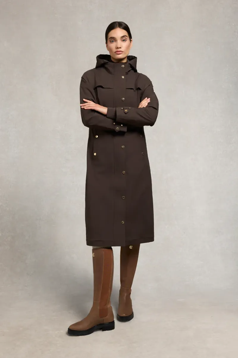Holland Cooper Folgate Rain Coat Ladies in Chocolate-1