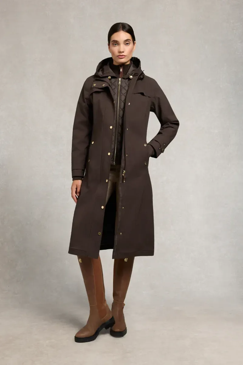 Holland Cooper Folgate Rain Coat Ladies in Chocolate