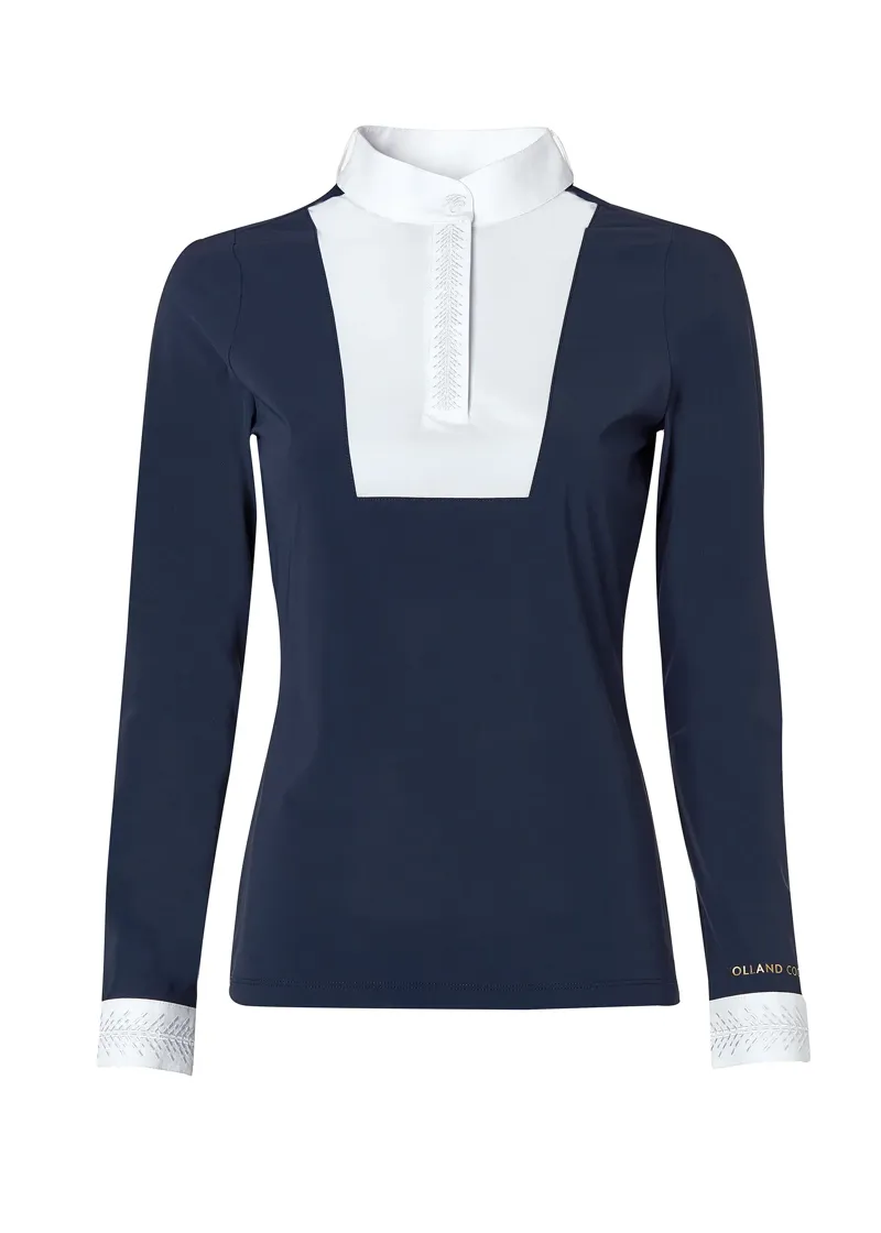 Holland Cooper Gatcombe Long Sleeve Show Shirt Ladies in Ink Navy-4
