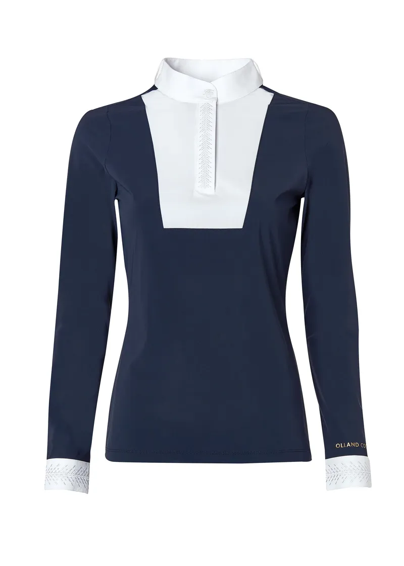Holland Cooper Gatcombe Long Sleeve Show Shirt Ladies in Ink Navy-3