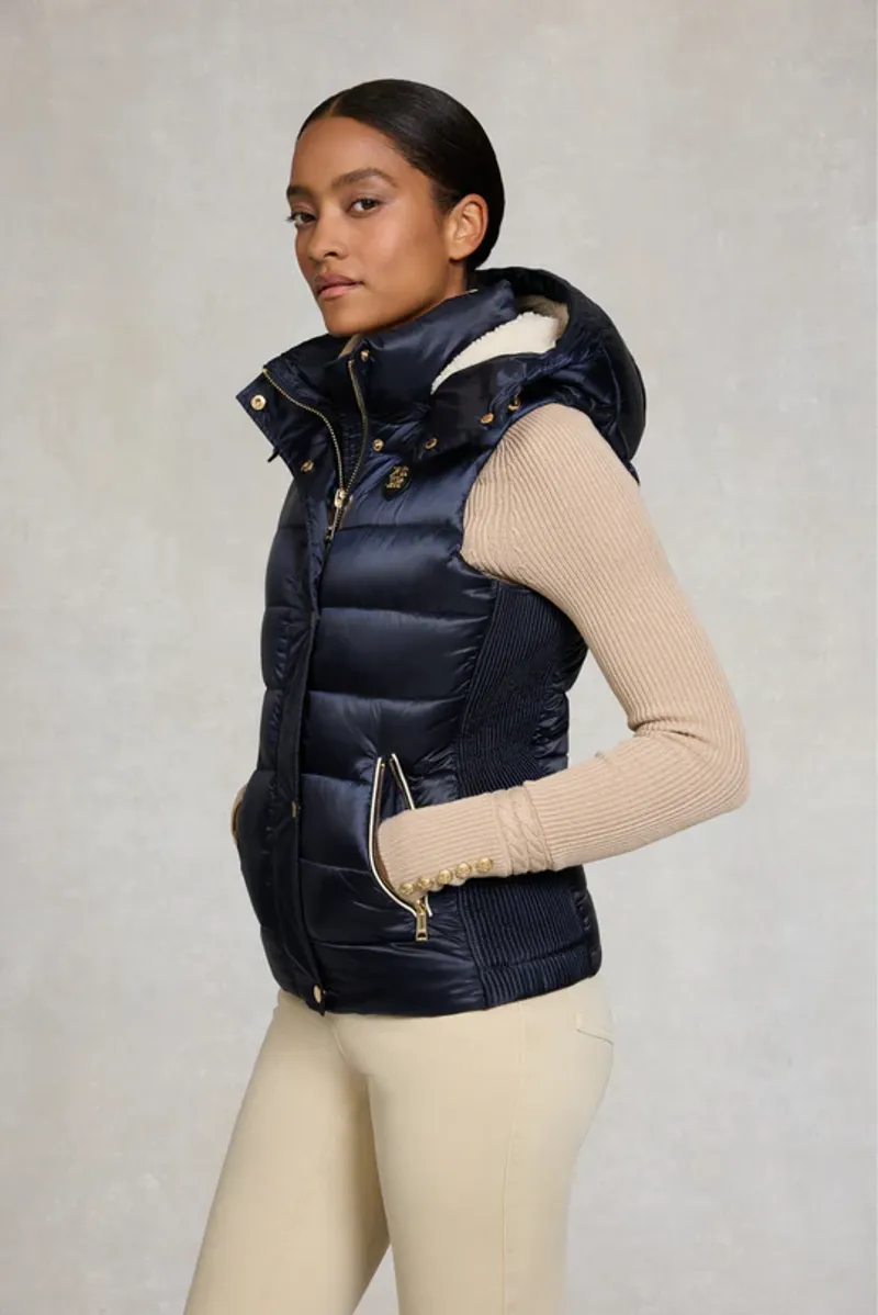 Holland Cooper Harlow Sherpa Gilet Ladies in Ink Navy-1