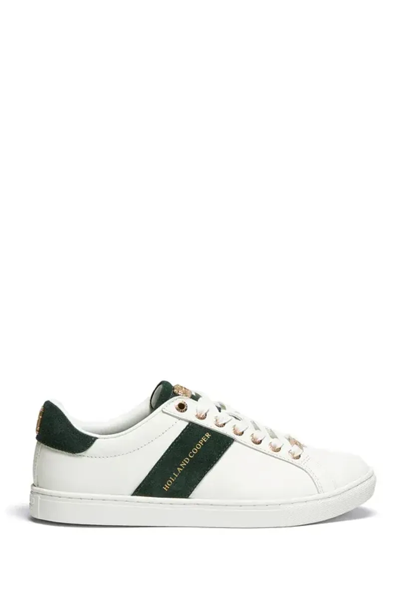 Holland Cooper Knightsbridge Court Trainer in White Racing Green-5