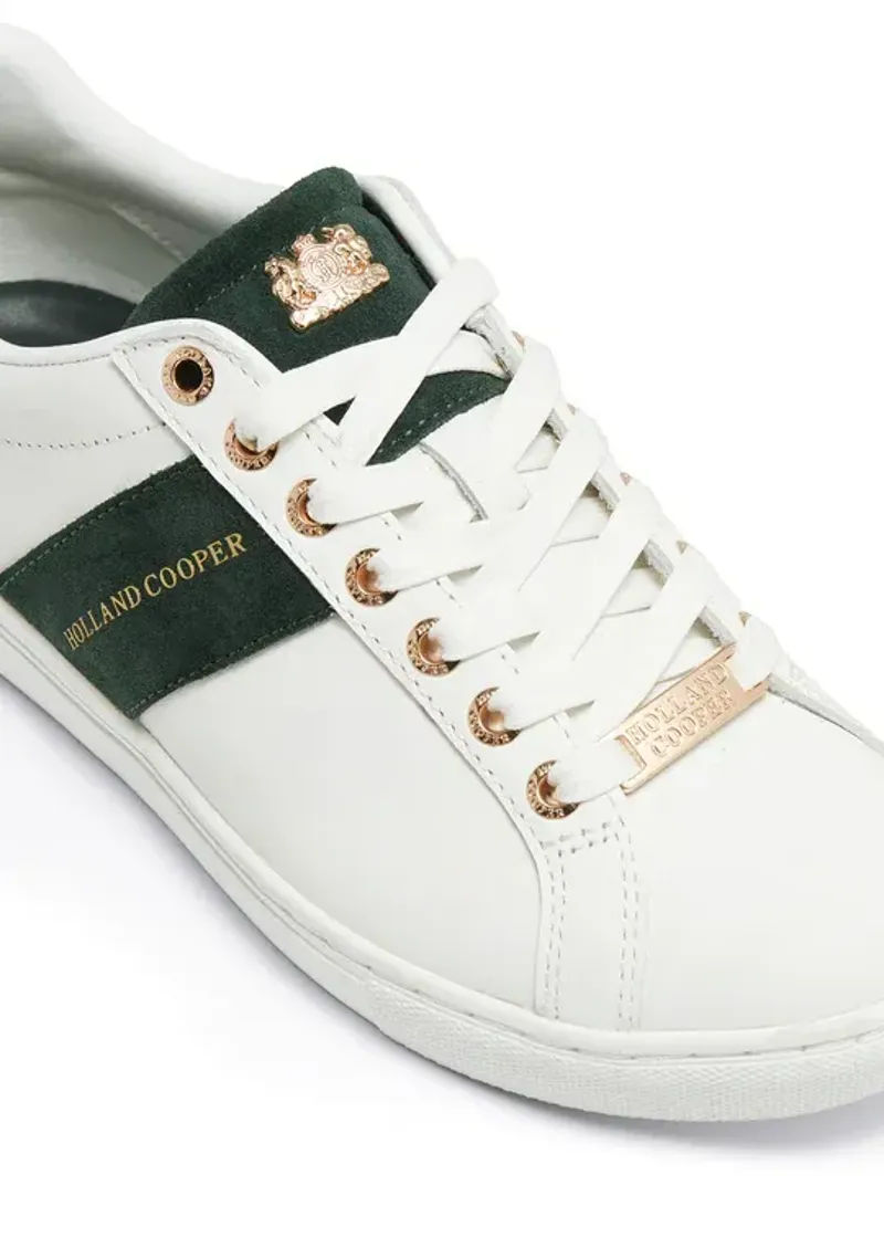 Holland Cooper Knightsbridge Court Trainer in White Racing Green-6
