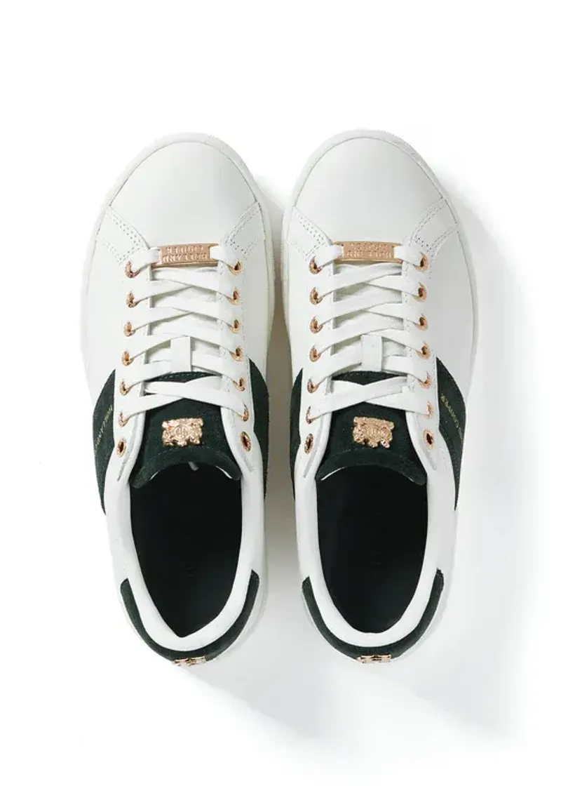 Holland Cooper Knightsbridge Court Trainer in White Racing Green-7