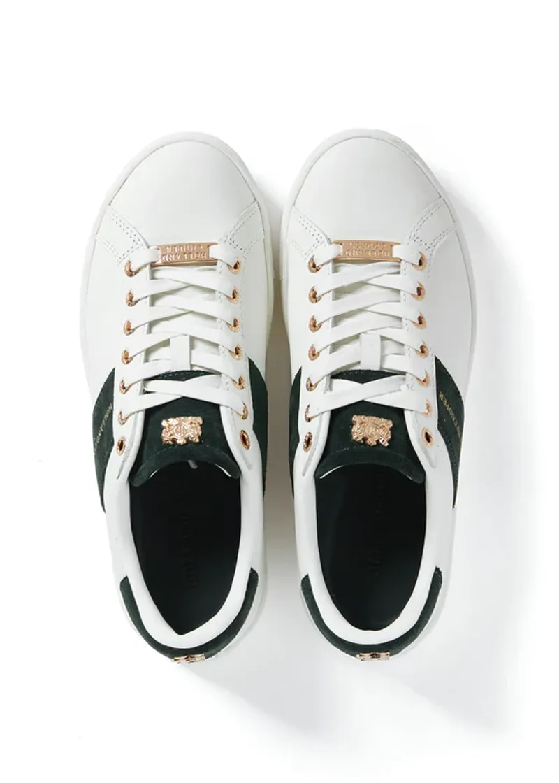 Holland Cooper Knightsbridge Court Trainer in White Racing Green-6