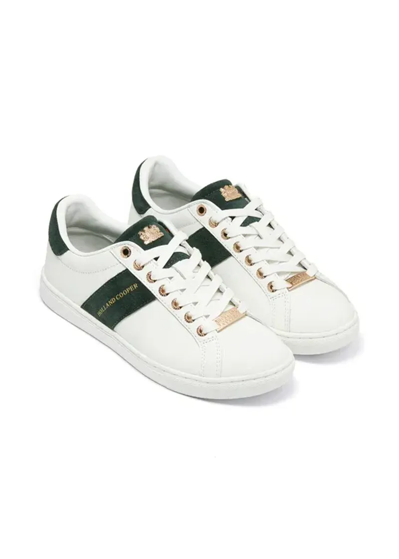 Holland Cooper Knightsbridge Court Trainer in White Racing Green-4