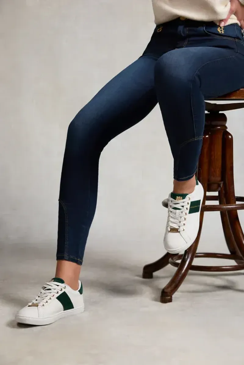 Holland Cooper Knightsbridge Court Trainer in White Racing Green-2