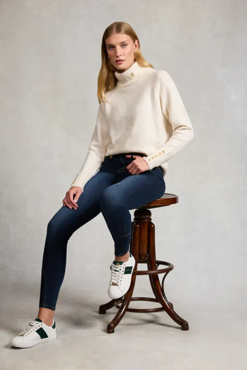 Holland Cooper Knightsbridge Court Trainer in White Racing Green