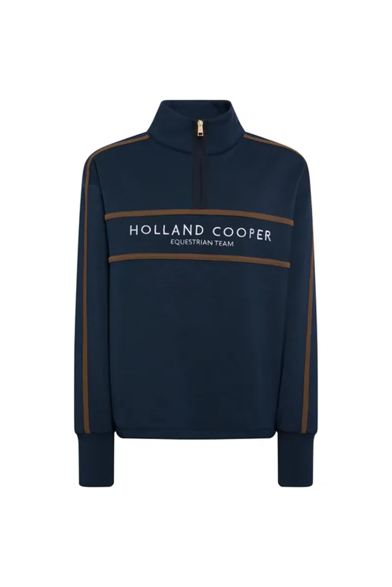 Holland Cooper Equestrian Quarter Zip Neck Sweat Ladies in Ink Navy-5