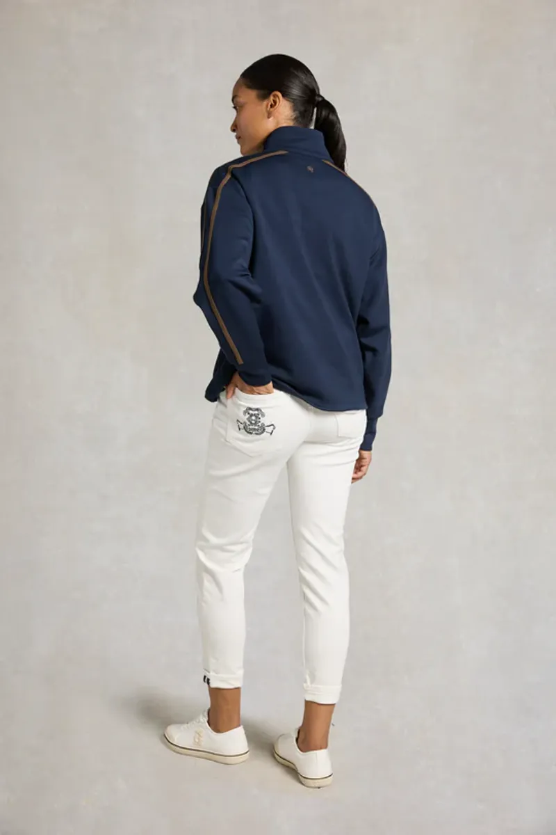 Holland Cooper Equestrian Quarter Zip Neck Sweat Ladies in Ink Navy-3