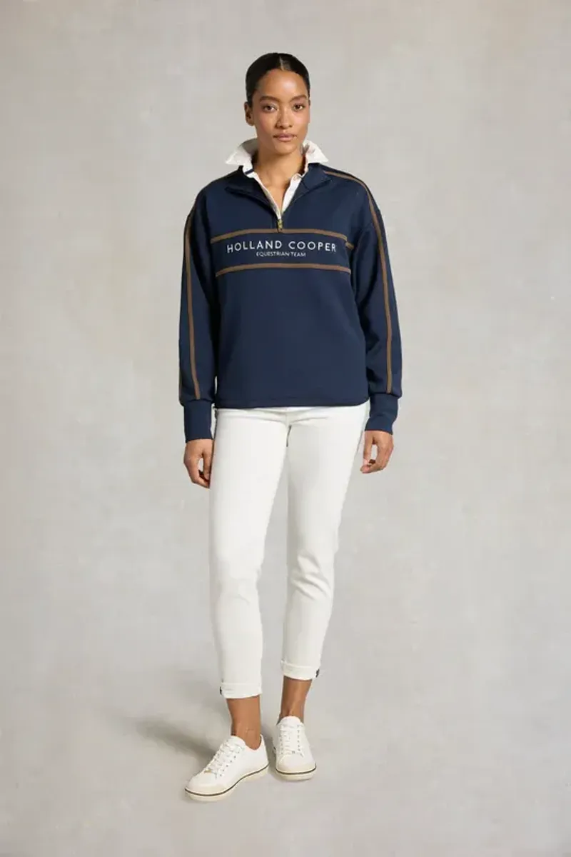 Holland Cooper Equestrian Quarter Zip Neck Sweat Ladies in Ink Navy-3