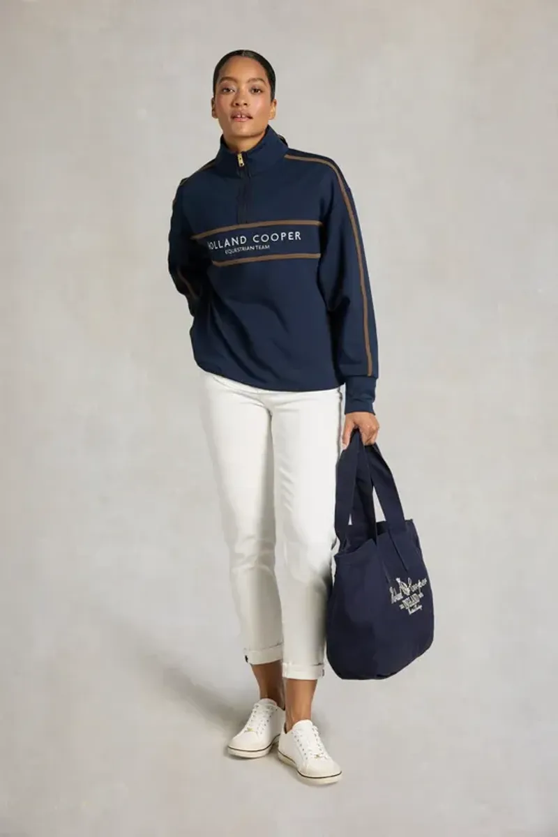 Holland Cooper Equestrian Quarter Zip Neck Sweat Ladies in Ink Navy-5