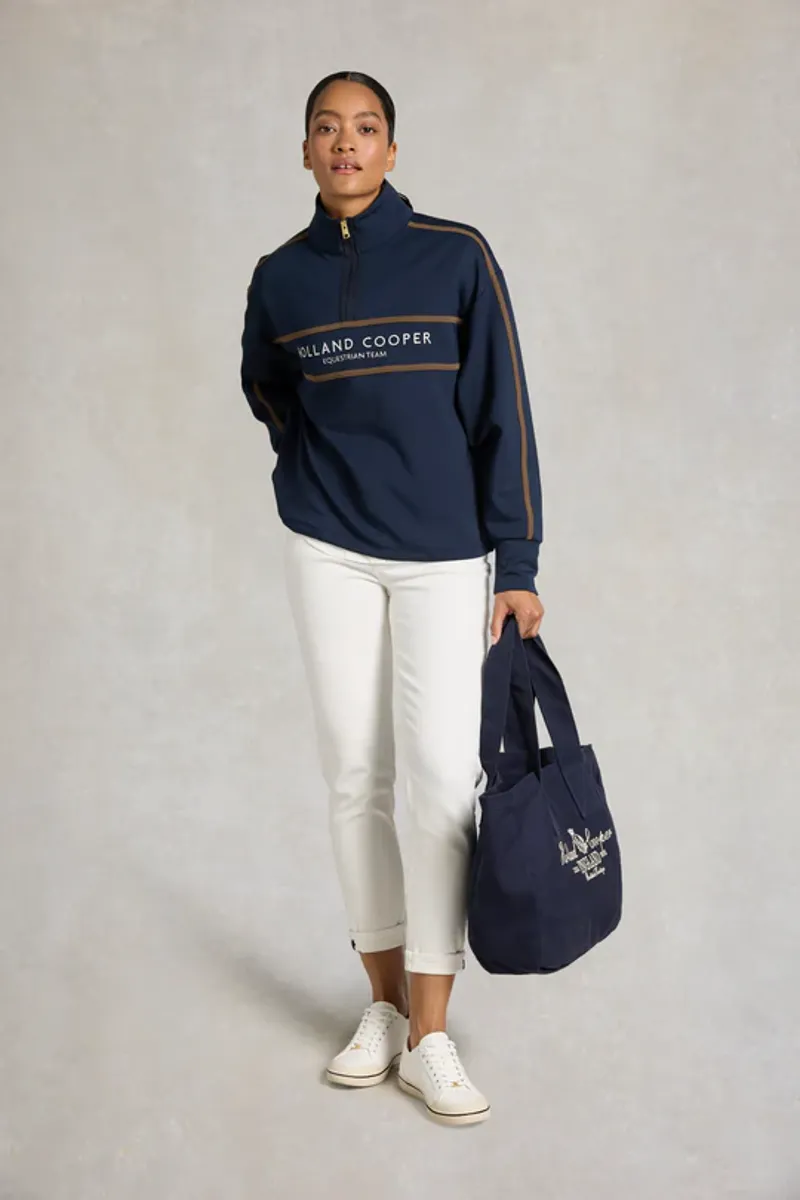 Holland Cooper Equestrian Quarter Zip Neck Sweat Ladies in Ink Navy-4