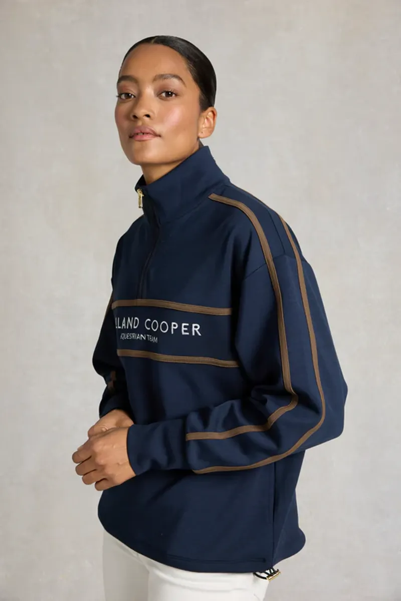 Holland Cooper Equestrian Quarter Zip Neck Sweat Ladies in Ink Navy