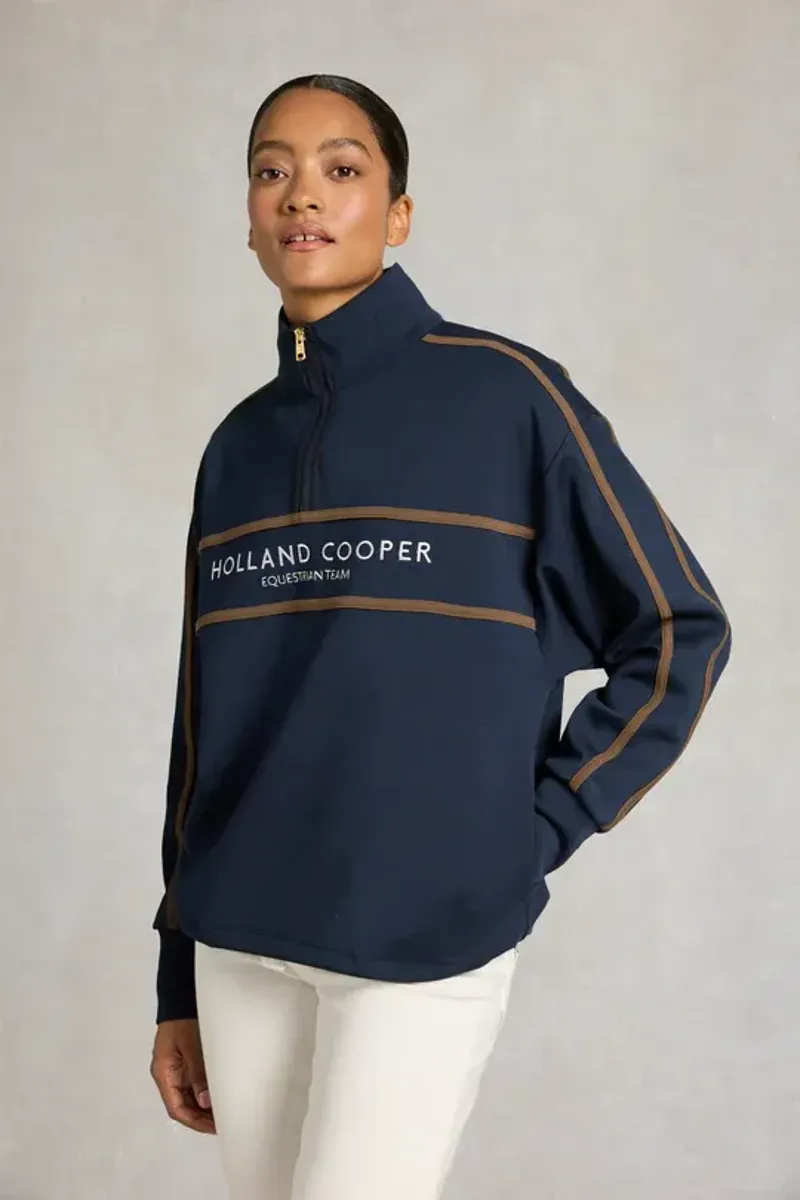Holland Cooper Equestrian Quarter Zip Neck Sweat Ladies in Ink Navy-2