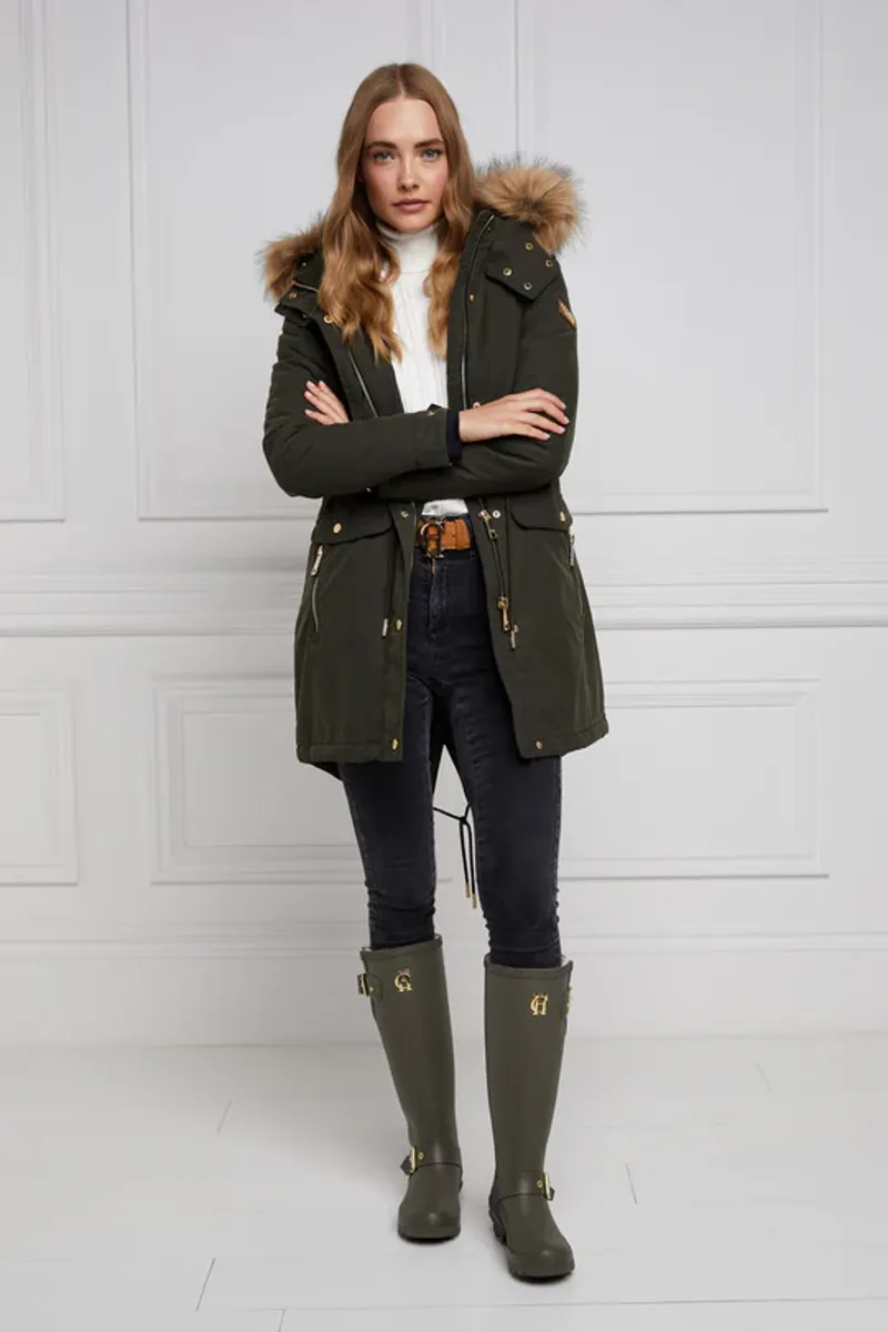 Holland Cooper Sherpa Lined Regency Wellington in Matte Green-2