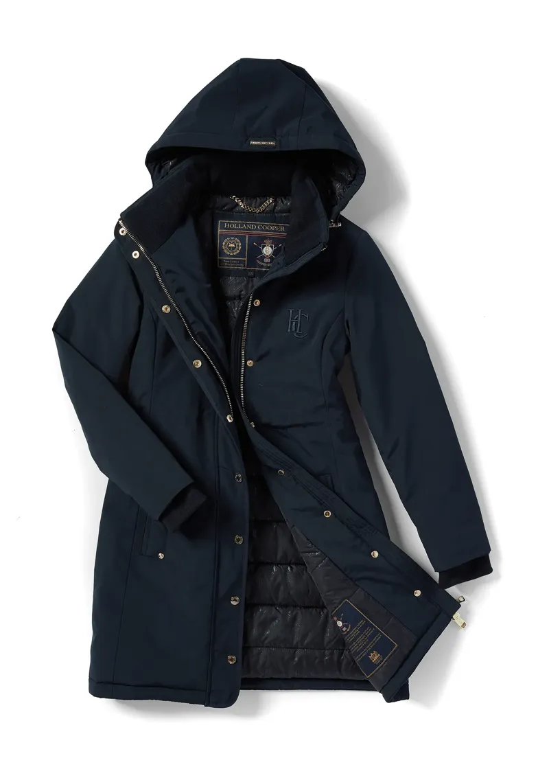 Holland Cooper Team Waterproof Coat Ladies in Ink Navy Mono-6