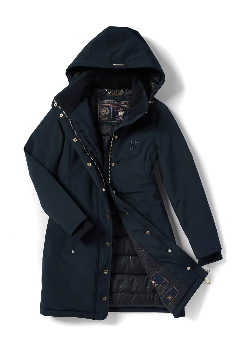 Holland Cooper Team Waterproof Coat Ladies in Ink Navy Mono-5