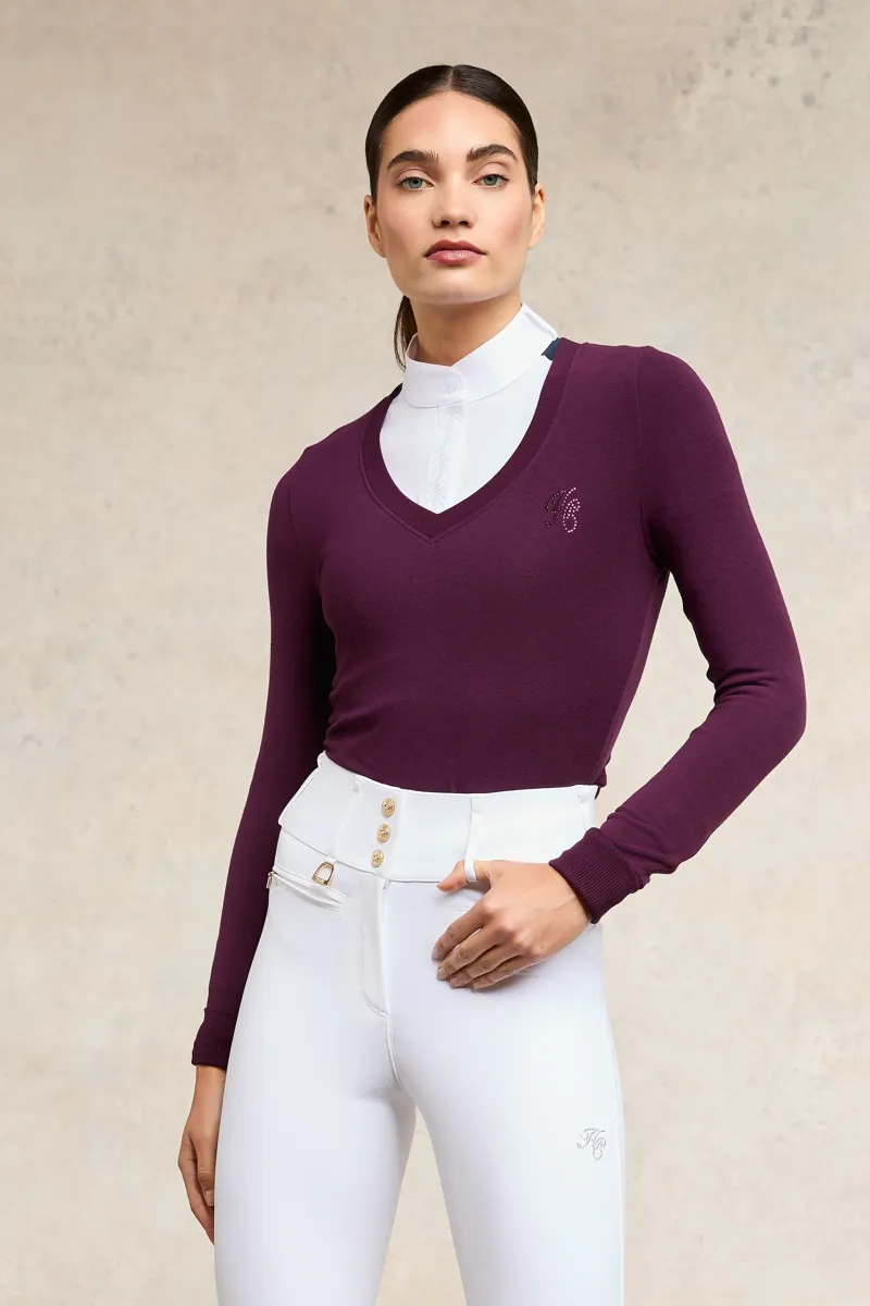 Holland Cooper Soft Touch V-Neck Ladies in Aubergine