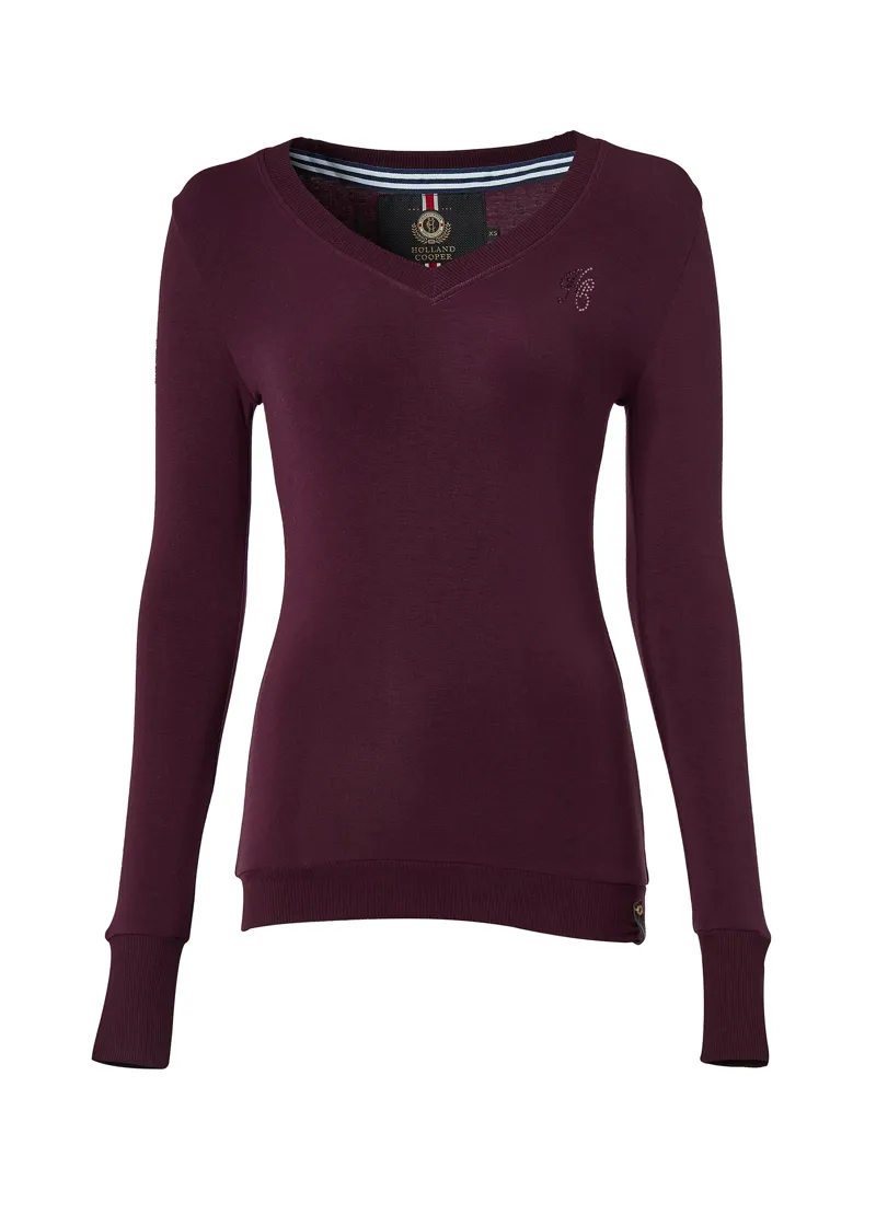 Holland Cooper Soft Touch V-Neck Ladies in Aubergine-3