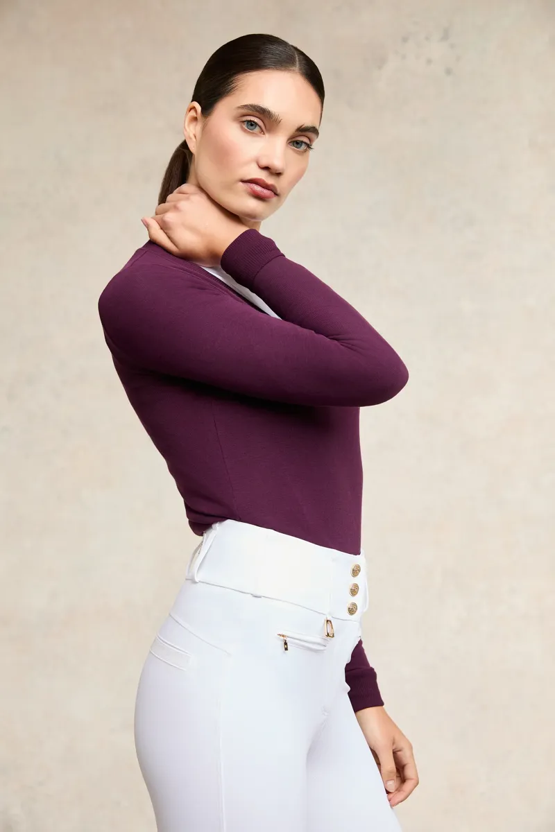 Holland Cooper Soft Touch V-Neck Ladies in Aubergine-1