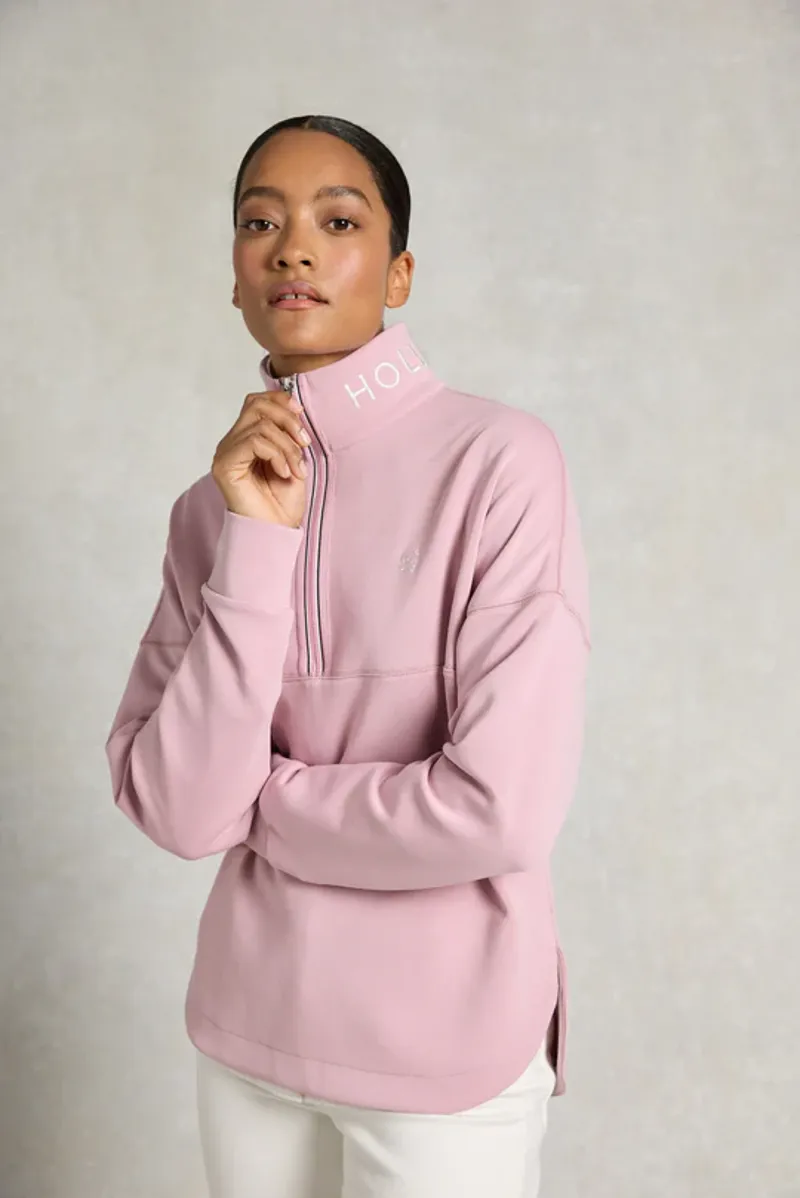 Holland Cooper Windsor Quarter Zip Sweat Ladies in Dawn Pink