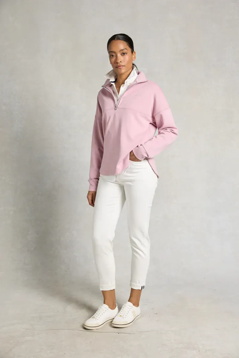 Holland Cooper Windsor Quarter Zip Sweat Ladies in Dawn Pink-2