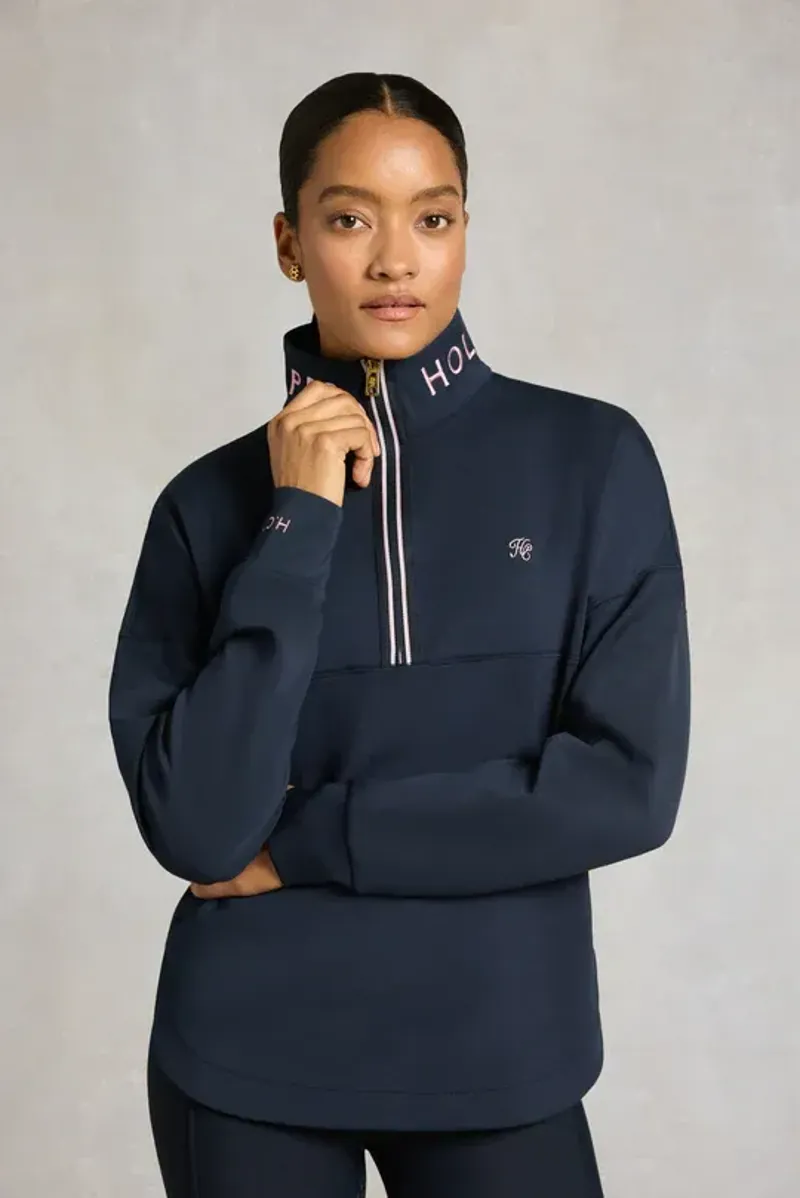 Holland Cooper Windsor Quarter Zip Sweat Ladies in Ink Navy-3