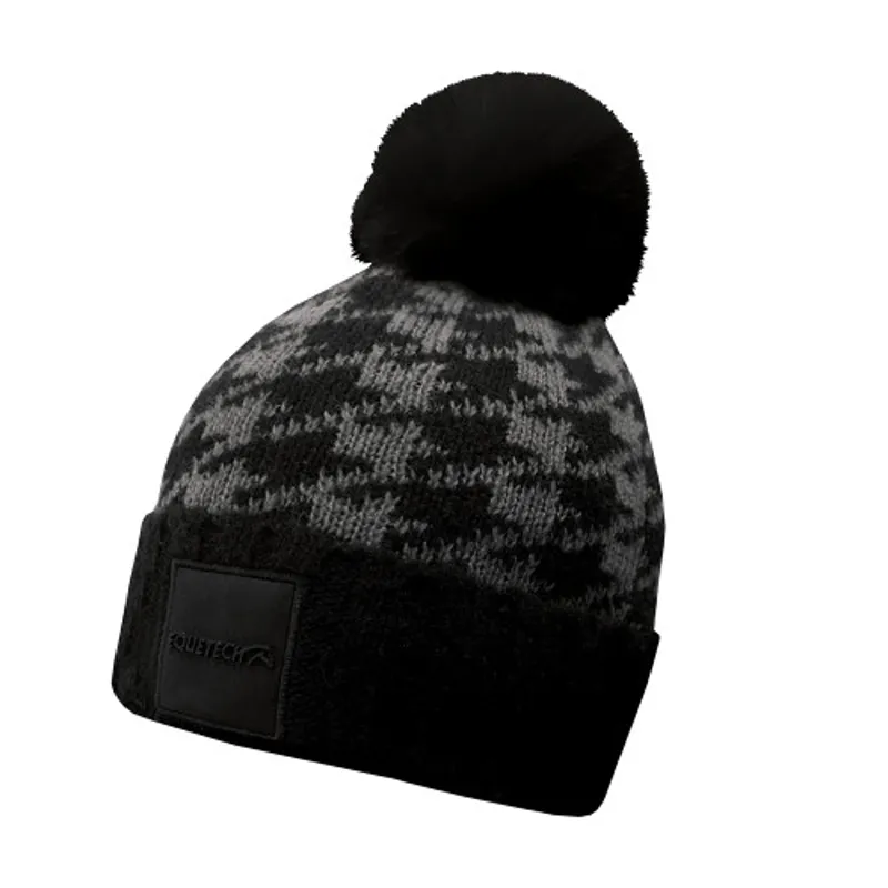 Equetech Houndstooth Waterproof Knit Hat in Black/Grey