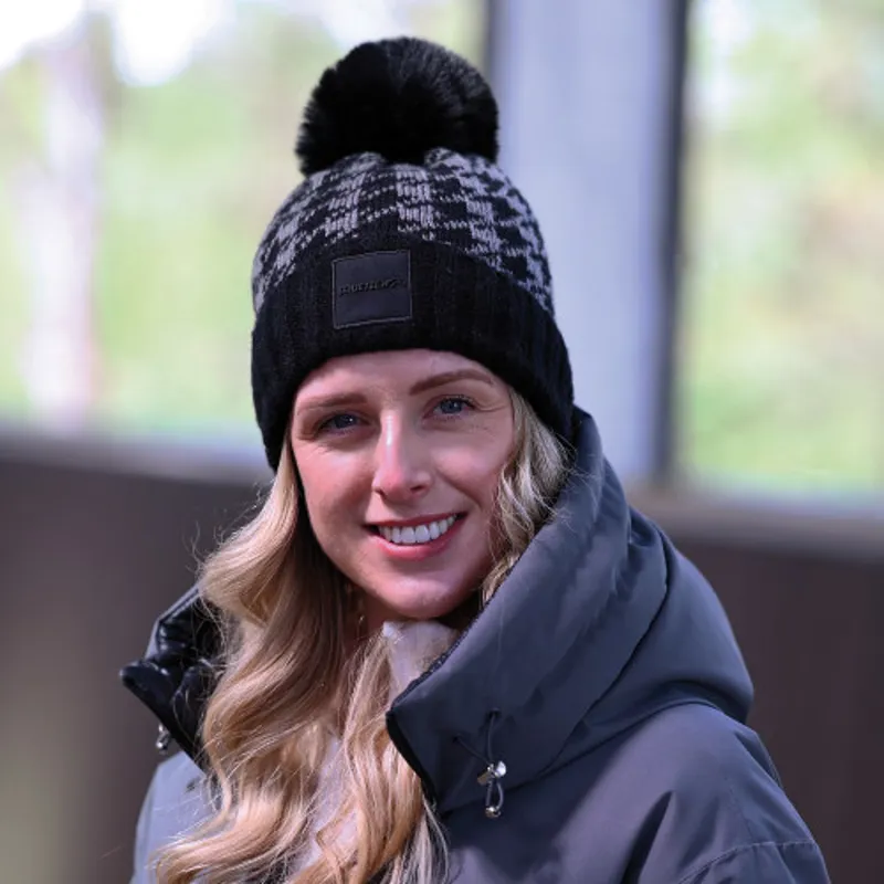 Equetech Houndstooth Waterproof Knit Hat in Black/Grey-1
