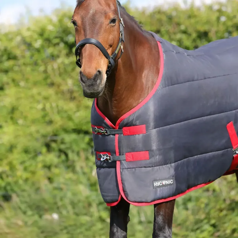 Hy Equestrian HyCONIC 250g Stable Rug - Charcoal and Red-2
