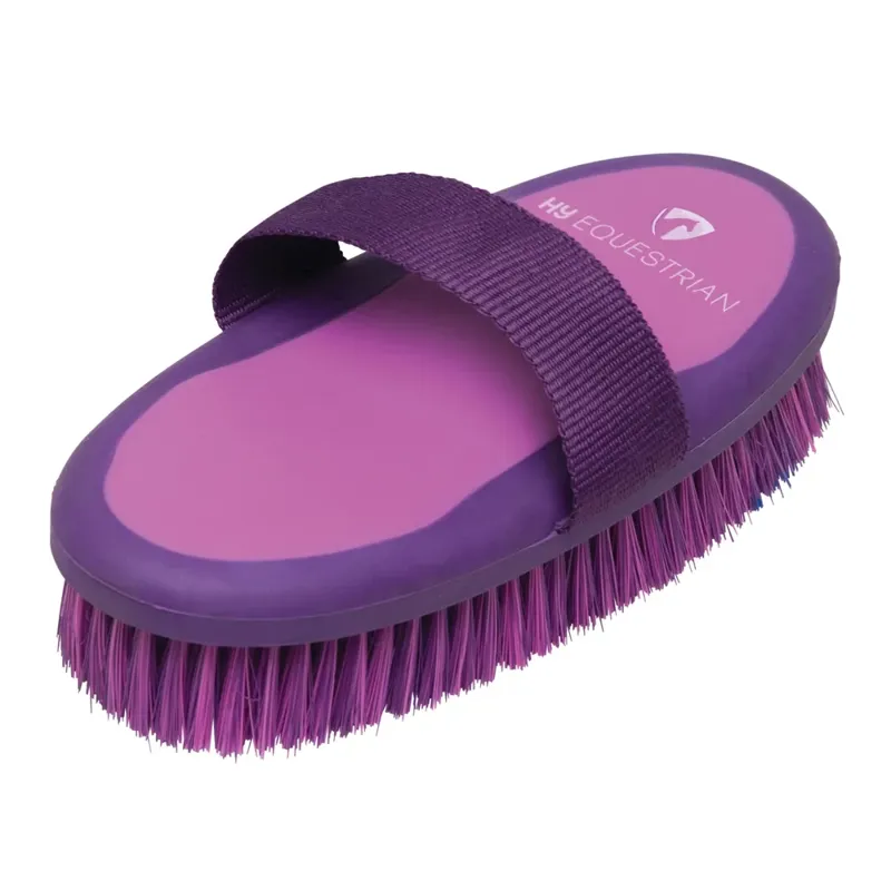 Hy Equestrian Pro Groom Body Brush in Purple and Pink