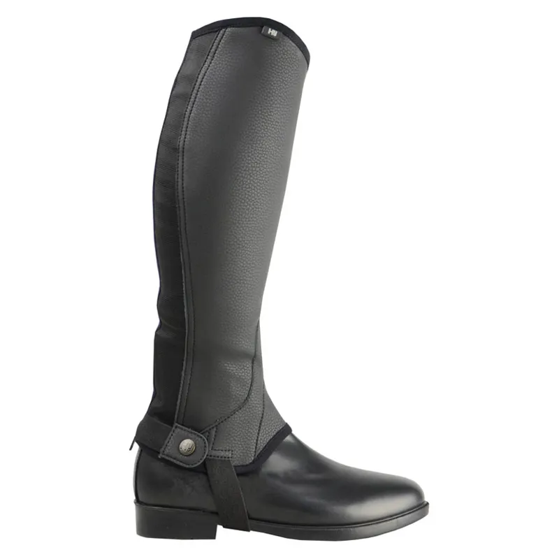 Hy Equestrian Synthetic Combi Leather Half Chaps in Black-1