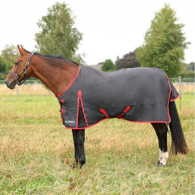 HyCONIC 0g Turnout Rug in Charcoal and Red-2