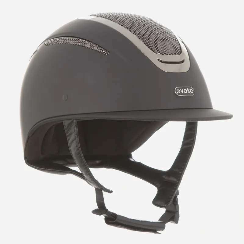 Evoke Elara Classic Peak Riding Helmet in Black and Gunmetal-2