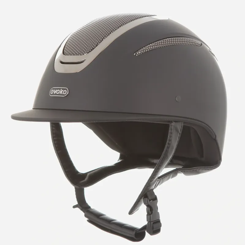 Evoke Elara Classic Peak Riding Helmet in Black and Gunmetal-3