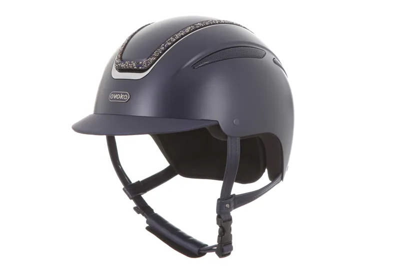 evoke Callisto Classic Peak Riding Hat in Navy with Navy Crystal Frame-2