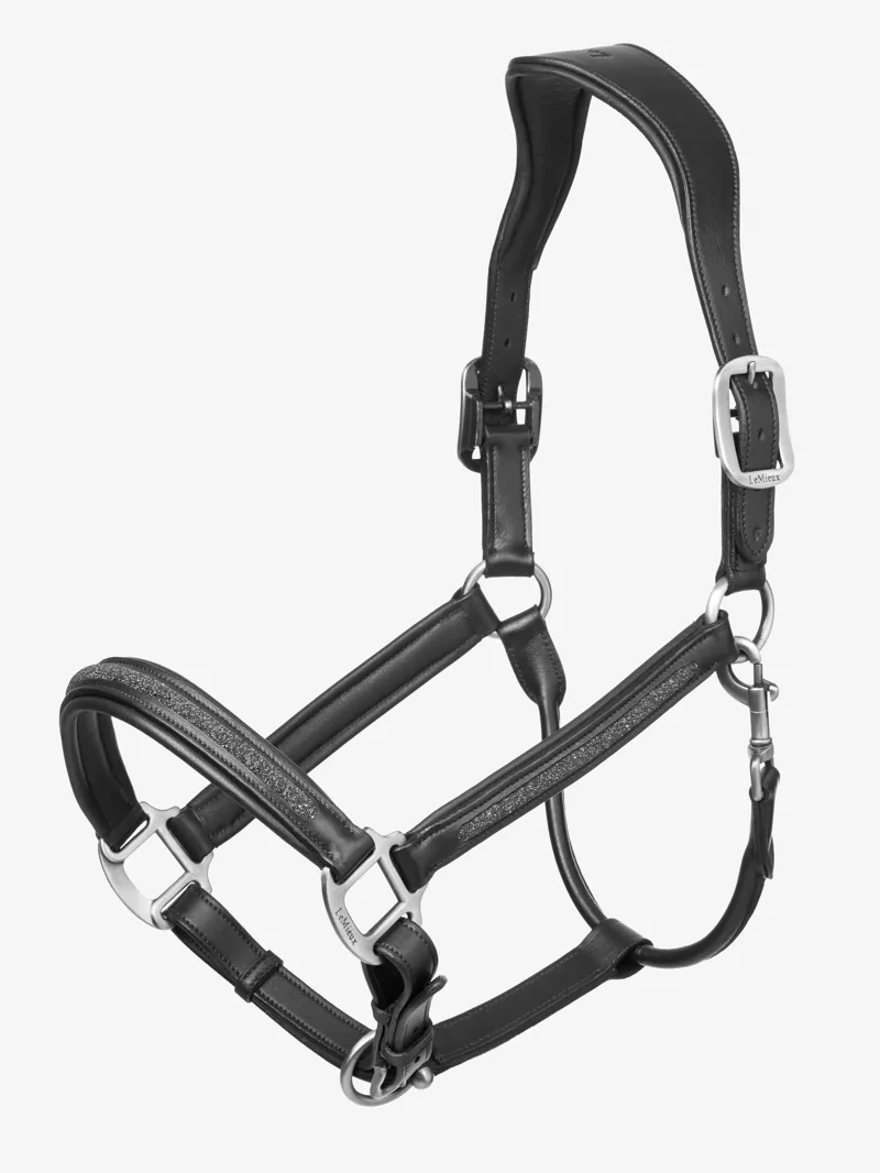 LeMieux Crystal Leather Headcollar in Black