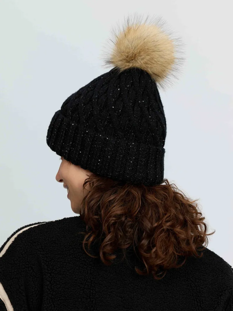 LeMieux Bernie Sequin Beanie in Black-2