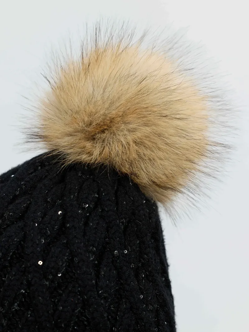 LeMieux Bernie Sequin Beanie in Black-3