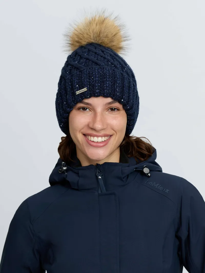 LeMieux Bernie Sequin Beanie in Navy-3