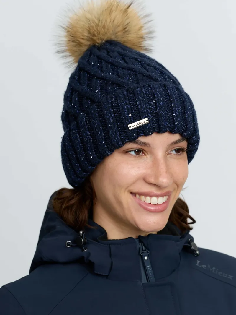 LeMieux Bernie Sequin Beanie in Navy